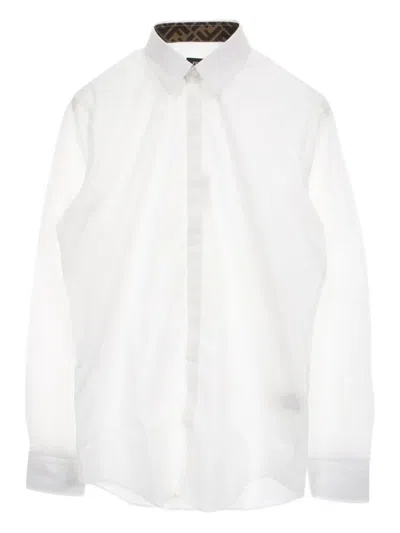 Pre-owned Fendi 2010s Zucca-detail Shirt In White