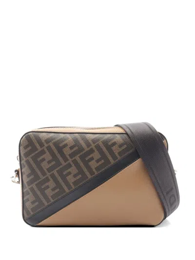 Pre-owned Fendi 2010s Zucca Diagonal Camera Shoulder Bag In Brown
