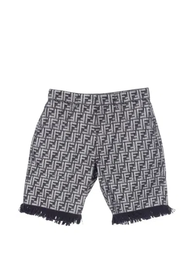 Pre-owned Fendi 2010s Zucca Fringed Shorts In Blue
