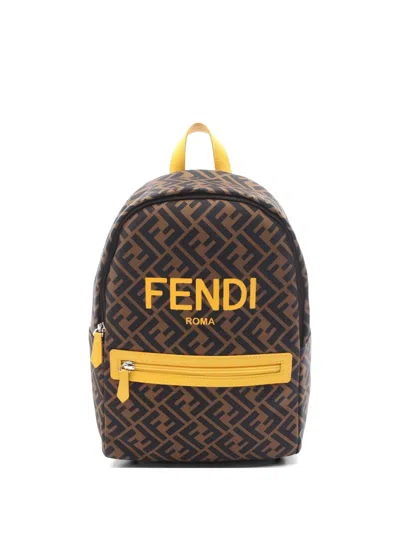 Pre-owned Fendi 2010s Zucca Leather Backpack In Black