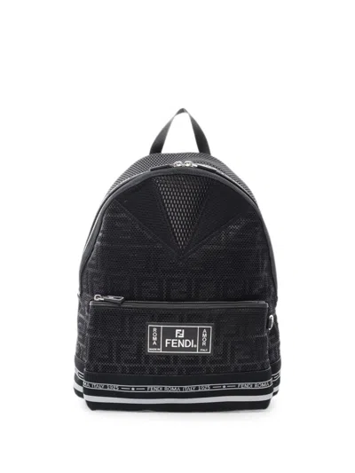Pre-owned Fendi 2010s Zucca Mesh Backpack In Black