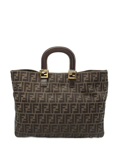 Pre-owned Fendi 2010s Zucca-monogram Tote Bag In Brown