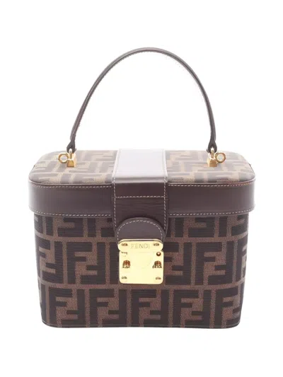 Pre-owned Fendi 2010s Zucca Monogram Vanity Case In Brown