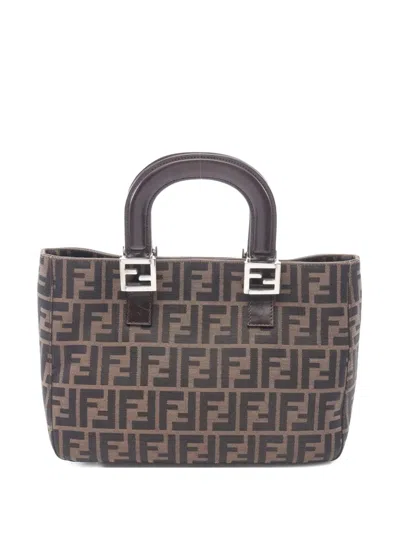 Pre-owned Fendi 2010s Zucca Pattern Handbag In Brown