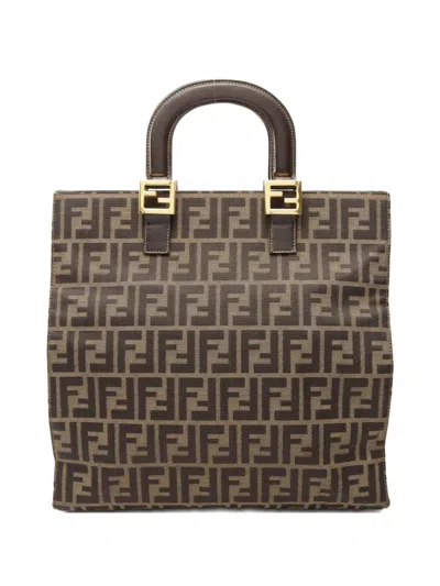 Pre-owned Fendi 2010s Zucca-pattern Handbag In Brown