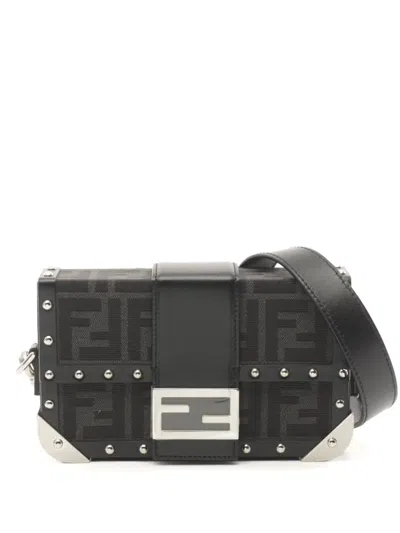 Pre-owned Fendi 2010s Zucca Shoulder Bag In Black