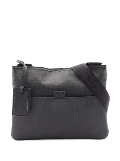 Pre-owned Fendi 2010s Zucca Shoulder Bag In Black
