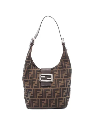 Pre-owned Fendi 2010s Zucca Shoulder Bag In Brown