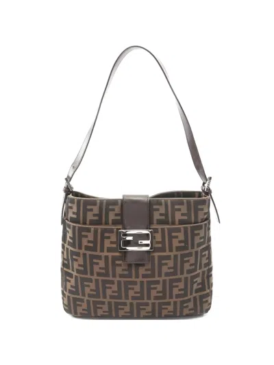 Pre-owned Fendi 2010s Zucca Shoulder Bag In Brown