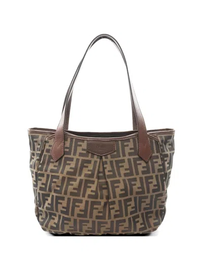 Pre-owned Fendi 2010s Zucca Shoulder Bag In Brown