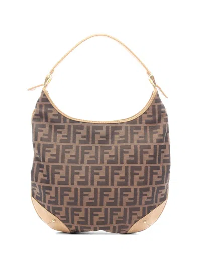 Pre-owned Fendi 2010s Zucca Shoulder Bag In Brown