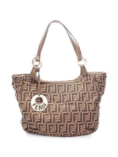 Pre-owned Fendi 2010s Zucca Shoulder Bag In Brown