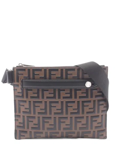 Pre-owned Fendi 2010s Zucca Shoulder Bag In Brown