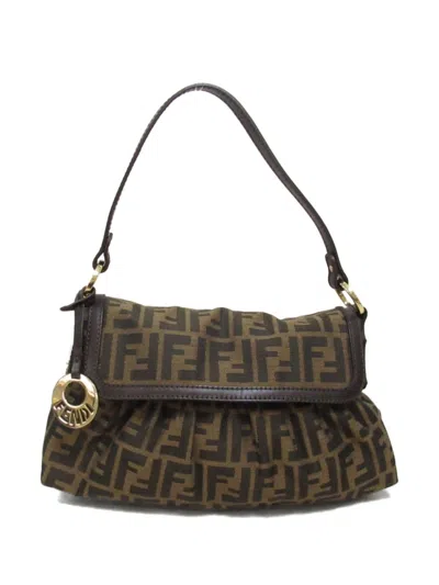 Pre-owned Fendi 2010s Zucca Shoulder Bag In Brown