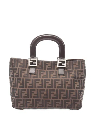 Pre-owned Fendi 2010s Zucca Tote Bag In Brown