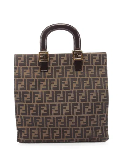 Pre-owned Fendi 2010s Zucca Tote Bag In Brown