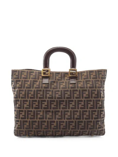 Pre-owned Fendi 2010s Zucca Tote Bag In Brown