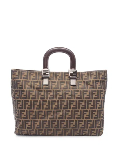 Pre-owned Fendi 2010s Zucca Tote Bag In Brown