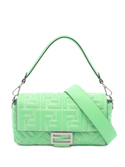 Pre-owned Fendi 2010s Zucca Tote Bag In Green