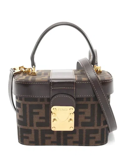 Pre-owned Fendi 2010s Zucca Two-way Vanity Bag In Brown