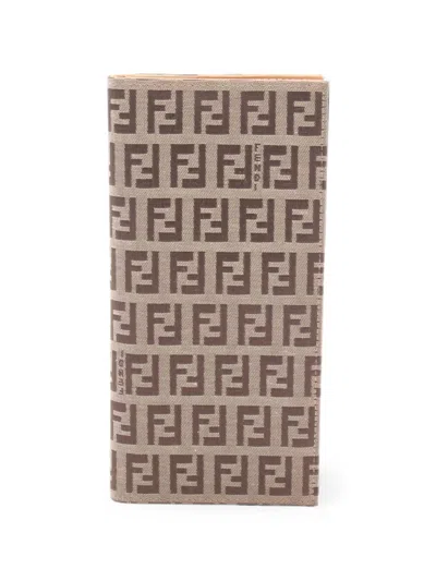 Pre-owned Fendi 2010s Zucchino Bi-fold Wallet In Neutrals