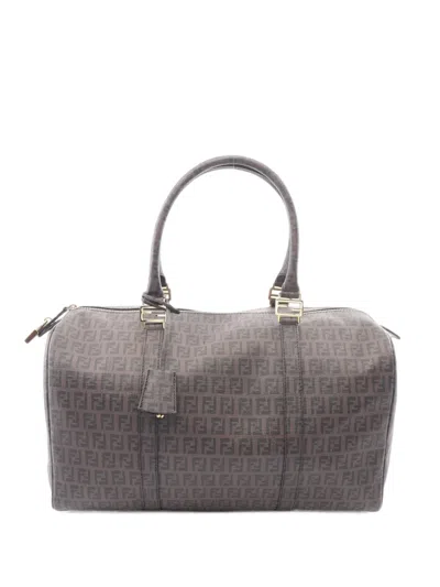 Pre-owned Fendi 2010s Zucchino Boston Bag In Brown