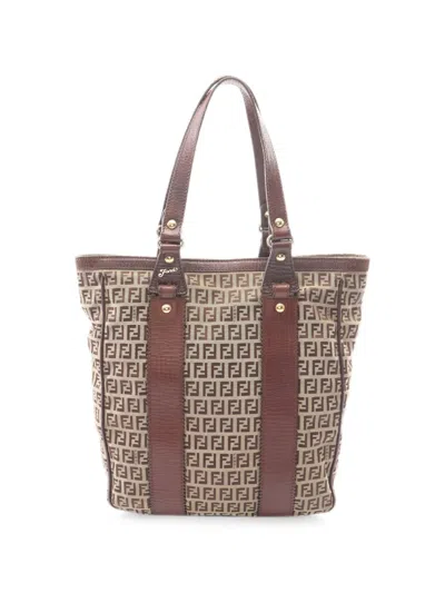 Pre-owned Fendi 2010s Zucchino Canvas Tote Bag In Neutrals