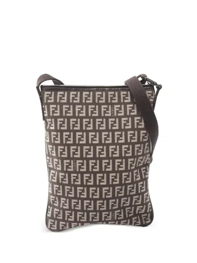 Pre-owned Fendi 2010s Zucchino Crossbody Bag In Brown