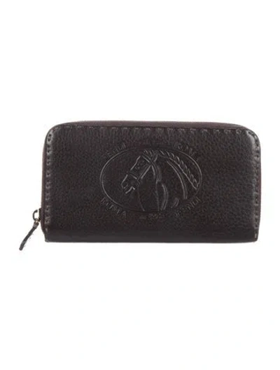 Pre-owned Fendi 2011 Selleria Continental Wallet In Brown
