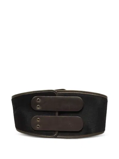 Pre-owned Fendi 2012 Calf-hair Waist Belt In Black
