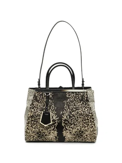 Pre-owned Fendi 2012 Medium 2jours Printed Tote Bag In Black
