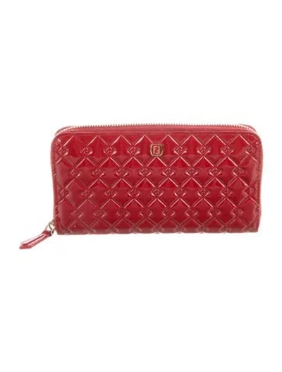Pre-owned Fendi 2012 Patent Leather Continental Wallet In Red