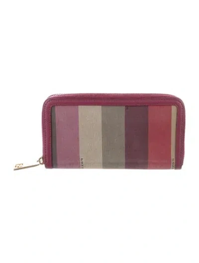 Pre-owned Fendi 2012 Pequin Pattern Continental Wallet In Purple