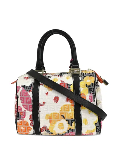 Pre-owned Fendi 2012 Zucchino Floral Forever Tote Bag In White