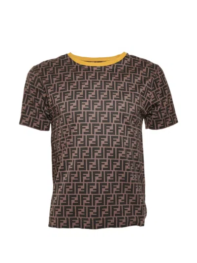 Pre-owned Fendi 2012-2021s Print T-shirt In Brown
