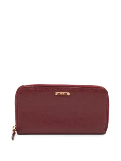 Pre-owned Fendi 2013 Elite Zip-around Wallet In Red