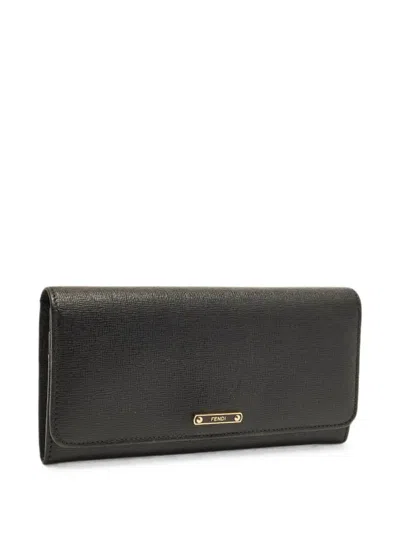 Pre-owned Fendi 2013 Flap Continental Wallet In Black