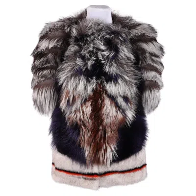 Pre-owned Fendi 2013 Fox And Mink Fur Coat In Black