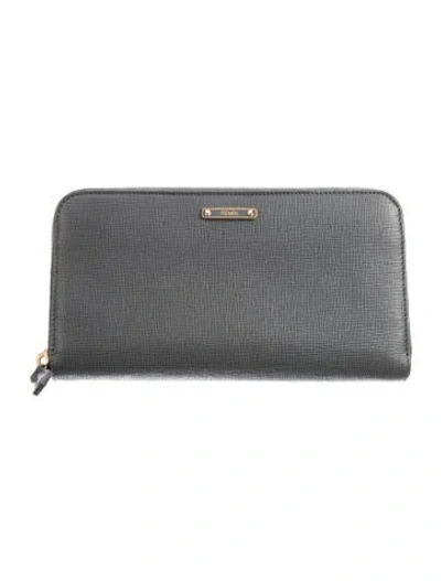 Pre-owned Fendi 2013 Leather Wallet In Gray