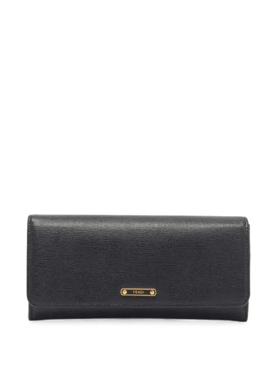 Pre-owned Fendi 2013 Logo-plaque Wallet In Black