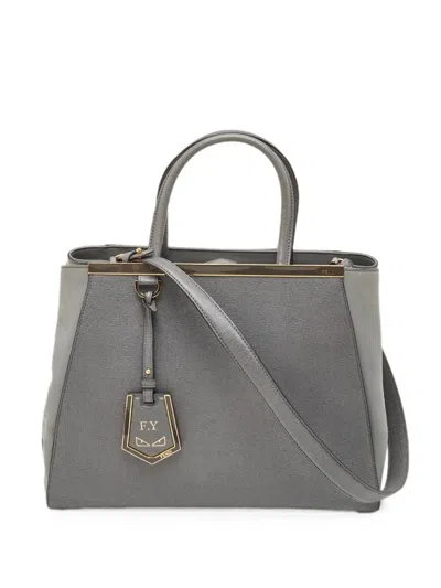 Pre-owned Fendi 2013 Medium 2jours Leather Tote Bag In Grey