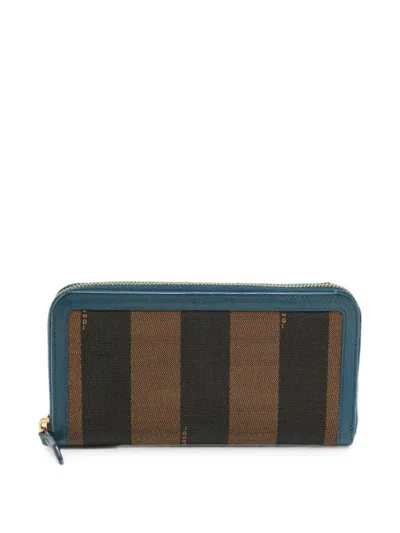 Pre-owned Fendi 2013 Pequin Zip-around Wallet In Brown