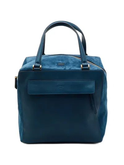 Pre-owned Fendi 2013 Suede Satchel Bag In Blue