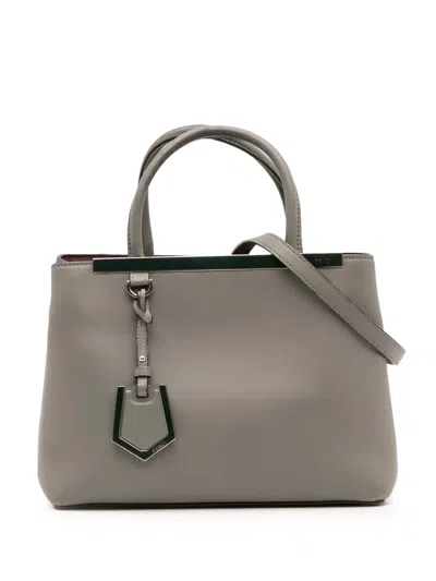 Pre-owned Fendi 2014-2025 Petite Leather 2jours Satchel In Gray