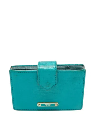 Pre-owned Fendi 2014 Leather Card Holder In Blue