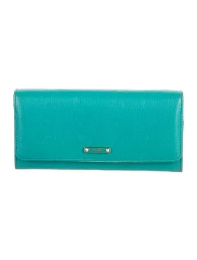 Pre-owned Fendi 2014 Leather Continental Wallet In Blue