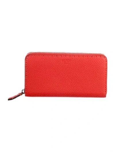 Pre-owned Fendi 2014 Leather Continental Wallet In Red