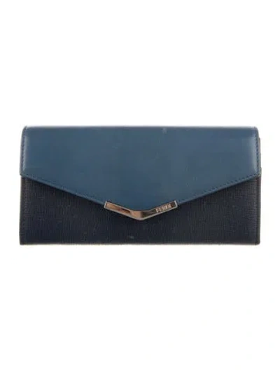 Pre-owned Fendi 2014 Leather Wallet In Blue