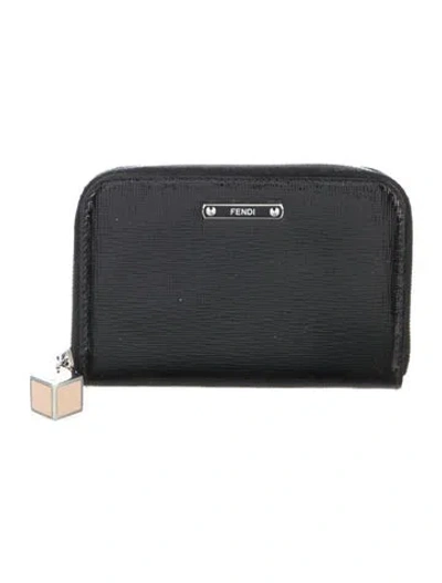 Pre-owned Fendi 2014 Patent Leather Continental Wallet In Black