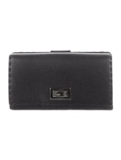 Pre-owned Fendi 2014 Selleria French Purse In Black